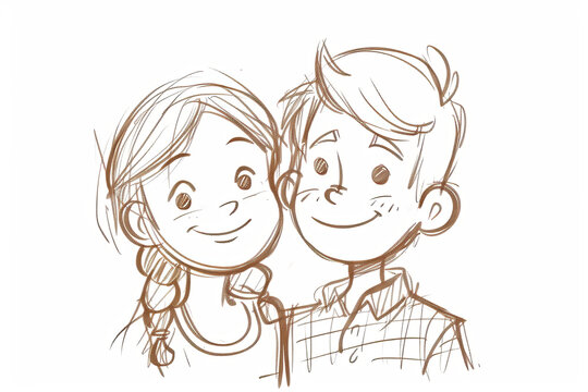 Scribble sketch of a  lovely couple 