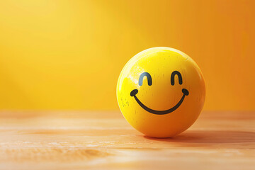 Positive thinking concept using object with a smiley face - obrazy, fototapety, plakaty