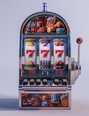 slot machine, One-armed bandit isolated on white background