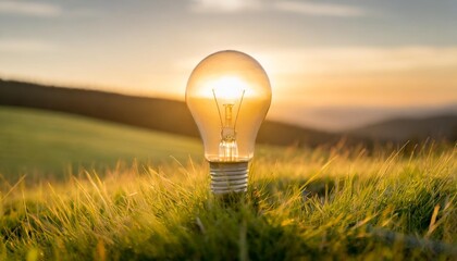 light bulb energy saving green nature background