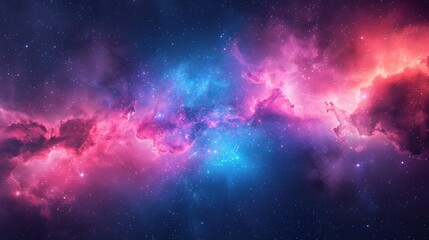 A colorful nebula in space with a bright blue and pink color, AI - obrazy, fototapety, plakaty