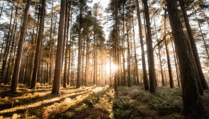 sunlight seen through trees in forest