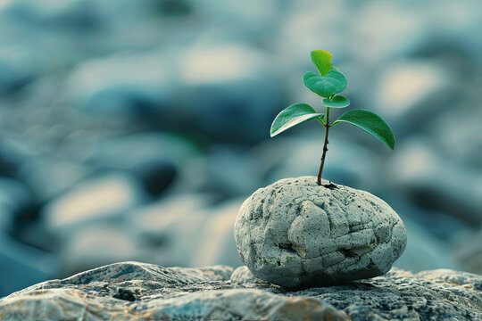 Positive thinking concept using a tiny plant