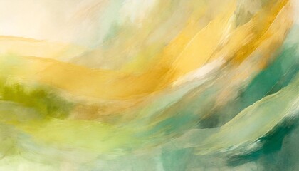 green abstract art with watercolor paint brush strokes whisps and waves and calm background design background wallpaper header website design resource