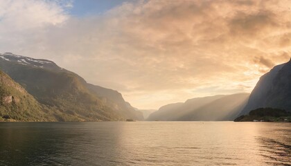 panoramic view of sognefjord one of the most beautiful fjords in norway