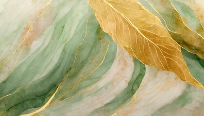 fall watercolor marble texture leaf green autumn background earthy natural wavy abstract swirl backdrop - obrazy, fototapety, plakaty