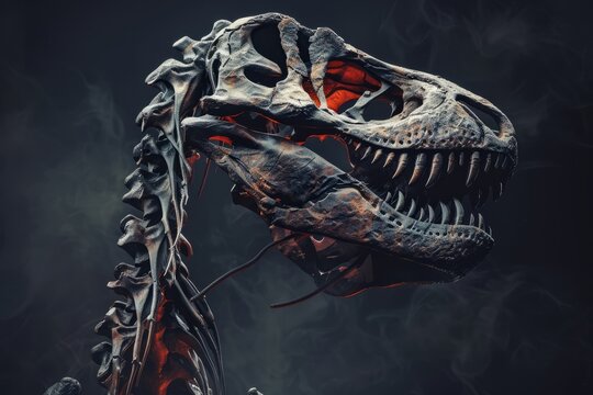 Tyrannosaurus rex skull realistic in profile position, high details