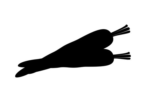 Silueta negra de un par de zanahorias. Icono de hortalizas
