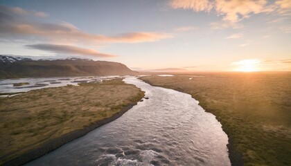iceland river above from drone iceland landscape generative ai