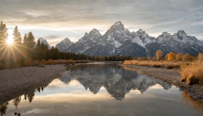reflections of the tetons in the snake river in grand teton national park