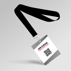 Lanyard and badge. Template for presentation of their design. Realistic vector illustration - 774879297