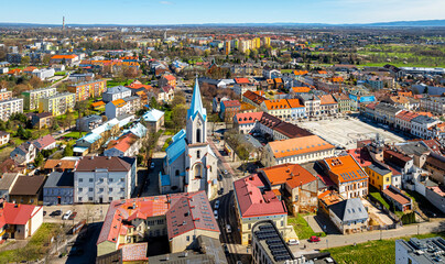 View of city of Oswiecim in Poland, where Nazi Auschwitz concentration camp is located