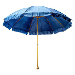 Blue beach umbrella PNG. Blue parasol for beach use isolated. Beach umbrella or parasol for sun protection PNG