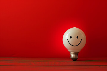 Positive thinking concept using object with a smiley face - obrazy, fototapety, plakaty