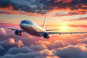 Fototapeta na wymiar Airplane or plane flying sky. Travel, traveling, transportation, aircraft and aeroplane