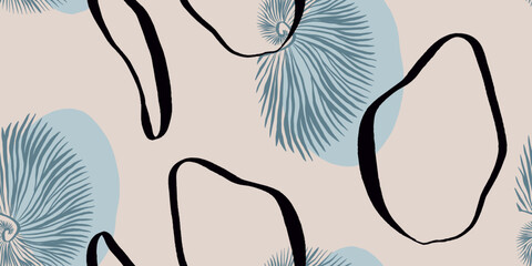 Trendy modern Seashells seamless pattern. Fashion template for design.
- 774880494