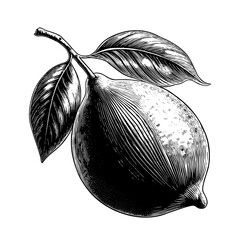Lemon engraving hand drawn isolated fruit vector illustration