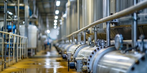 Dairy farm milking parlor. Automated milking rotary system for efficient cow milking.