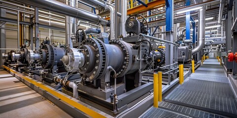 Gas Pipeline Compression Station: Centrifugal compressors for gas transmission line pressure...