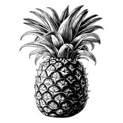 Pineapple engraving hand drawn isolated fruit vector illustration