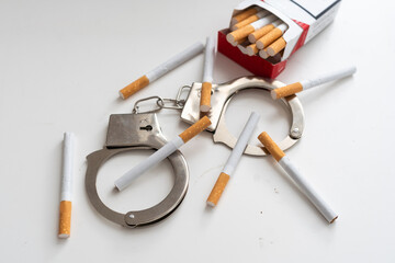 Cigarette tobacco nicotine habit - Stop smoking, isolated on white background