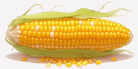 Ear of corn isolated on a white background. Fresh corncob set. - 774883274