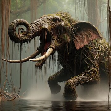 close up of a monster elephant in the water - version 3