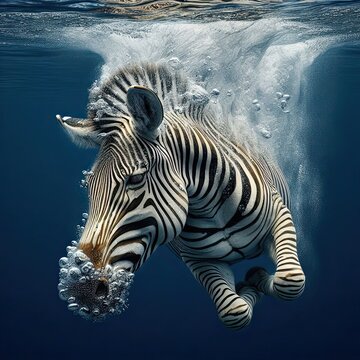 close up of a zebra in the water - version 3