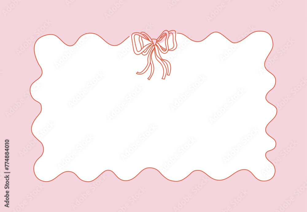 Poster Vector abstract hand-drawn illustration in simple linear minimal style, decorative frames for prints, invitations, cards with bows and ribbons