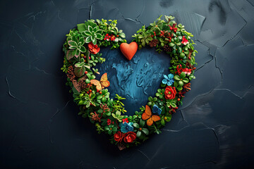 Installation of the heart of a plant. Earth day concept - 774884015