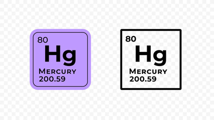 Mercury, chemical element of the periodic table vector design