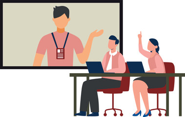 The guy is having an online meeting.