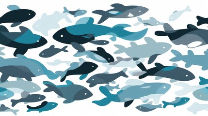 Obraz premium Minimalistic set of flat pastele sea fishes