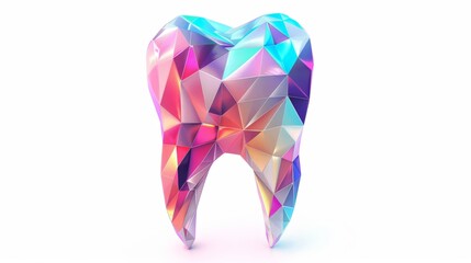 3D model of a single tooth made of colorful polygon