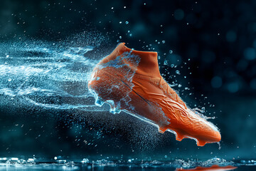 Dynamic Sports Shoe with Water Splash, Great for Advertising Athletic Gear and Dynamic Lifestyle Imagery