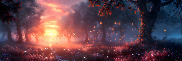 Birds in the forest 3d image,
Illustration of Birds in the Mystic