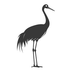 Fototapeta premium Silhouette crane bird animal black color only full body