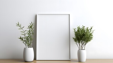 Mock up frame in home interior background, minimalist space, Nordic style. For Design, Background, Cover, Poster, Banner, PPT, KV design, Wallpaper