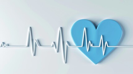 Artistical illustration of human heart with EKG pulse - obrazy, fototapety, plakaty