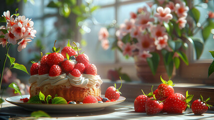 The best strawberry pie dessert - obrazy, fototapety, plakaty