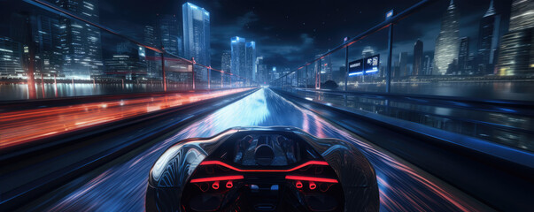 Racing video simulator. Playing Arcade Car Video Games - obrazy, fototapety, plakaty