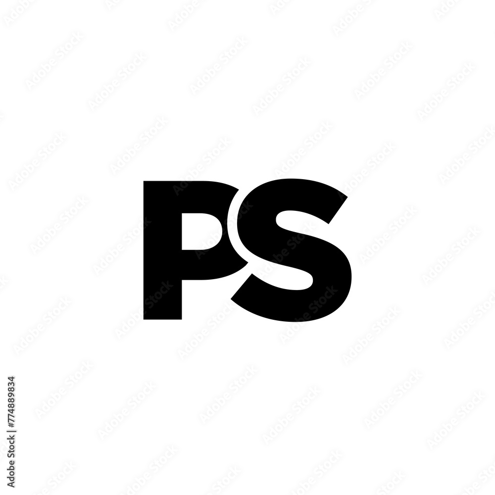 Poster letter p and s, ps logo design template. minimal monogram initial based logotype.