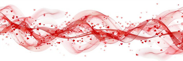 Artistic vector illustration of abstract curve wave made of red heart