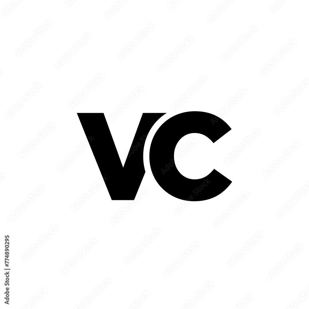 Poster letter v and c, vc logo design template. minimal monogram initial based logotype.