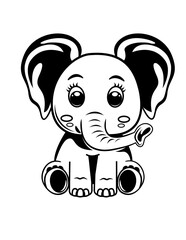 Cute Baby Elephant | Zoo Animal | Safari Animal | Wildlife | Baby Elephant | Baby Shower | Elephant | Original Illustration | Vector and Clipart | Cutfile and Stencil