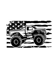 US Monster Truck   Wild ATV Adventure   Extreme Sports   Mud Ride   Off Road Vehicle   American Muscle Car   Monster Truck   Original Illustration   Vector and Clipart   Cutfile and Stencil © MEM