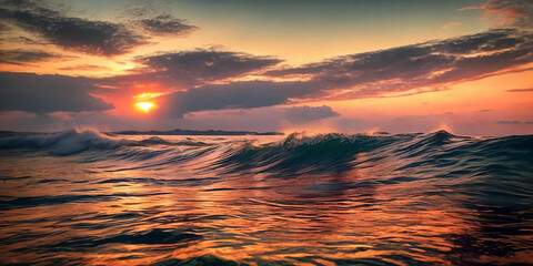 Sunset over the sea,panorama . AI Generative - 774891887