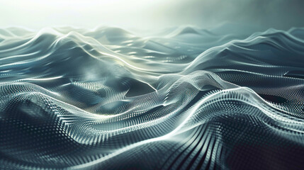 Dynamic waves of light rippling across the surface of a digital canvas, evoking a sense of fluidity and motion. - obrazy, fototapety, plakaty