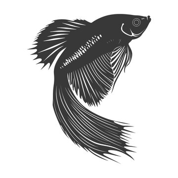 recommend clip art: Silhouette guppy fish animal black color only full body