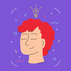 The concept of education and intellectual work. Woman head with bulb surrounded by science and education icons. - 774892866